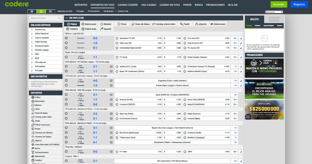 Codere apuestas en vivo