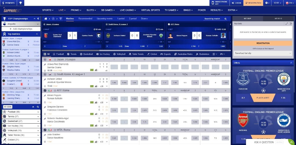 SapphireBet apuestas en vivo